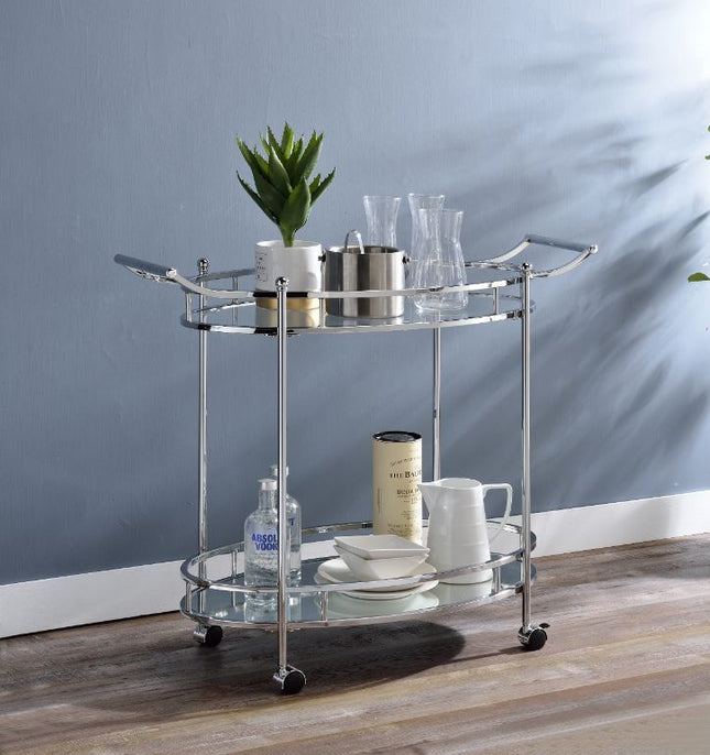 Jinx - Serving Cart - Clear Glass & Chrome Finish - Tony's Home Furnishings