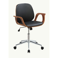 Thumbnail for Camila - Office Chair - Black PU & Walnut - 39