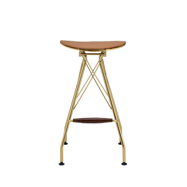 Dragea - Bar Stool (Set of 2) - Whiskey PU & Gold - Tony's Home Furnishings