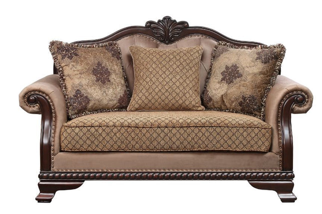 Chateau De Ville - Loveseat - Fabric & Espresso Finish - Tony's Home Furnishings