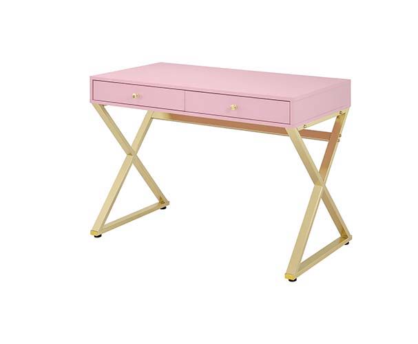 Coleen - Vanity Desk - Pink & Gold Finish - 31" - Tony's Home Furnishings