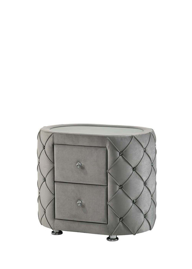 Perine - Nightstand - Gray Velvet - Tony's Home Furnishings