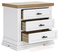 Thumbnail for Ashbryn - White / Natural - Three Drawer Night Stand - Tony's Home Furnishings