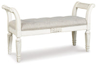 Thumbnail for Realyn - Antique White - Accent Bench Tony's Home Furnishings Furniture. Beds. Dressers. Sofas.