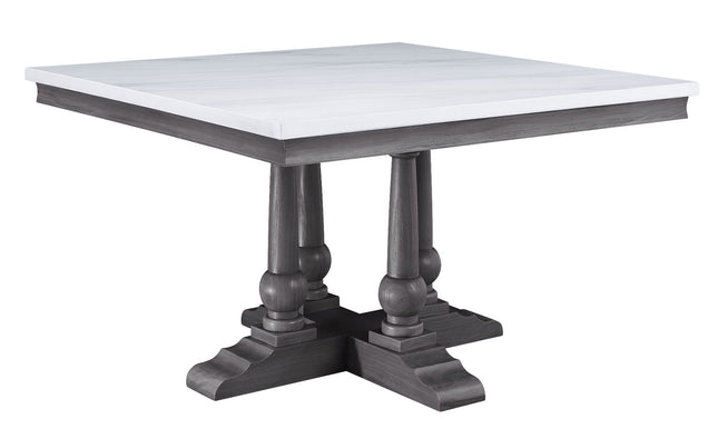 Yabeina - Dining Table - Marble Top & Gray Oak Finish - 30" - Tony's Home Furnishings