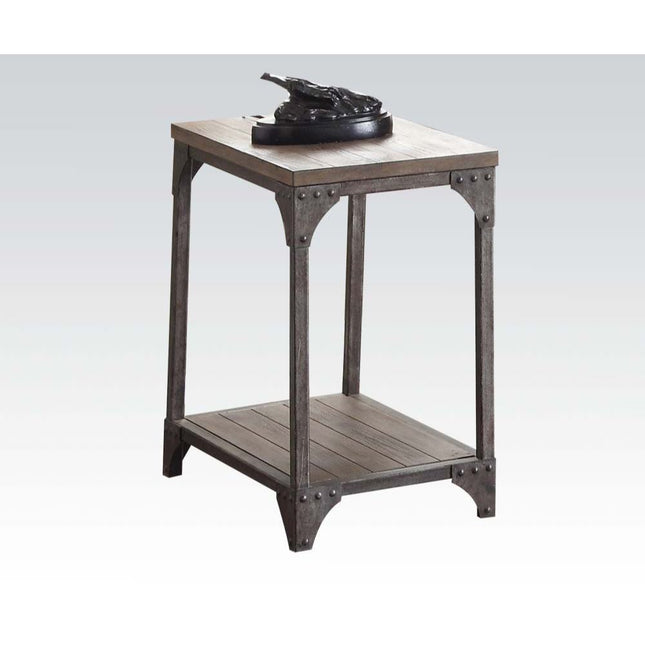 Gorden - End Table - Weathered Oak & Antique Nickel - Tony's Home Furnishings