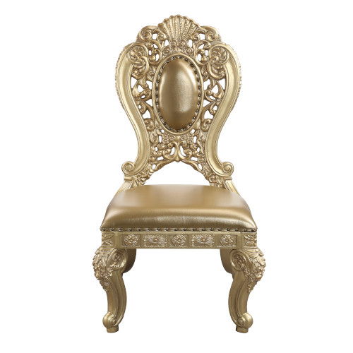 Seville - Side Chair (Set of 2) - Tan PU & Gold Finish - Tony's Home Furnishings