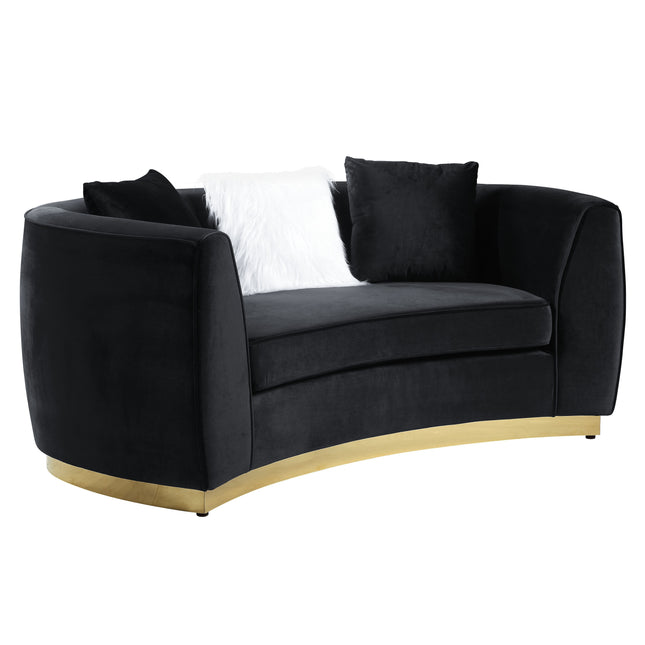 Achelle - Loveseat - Black Velvet - Tony's Home Furnishings