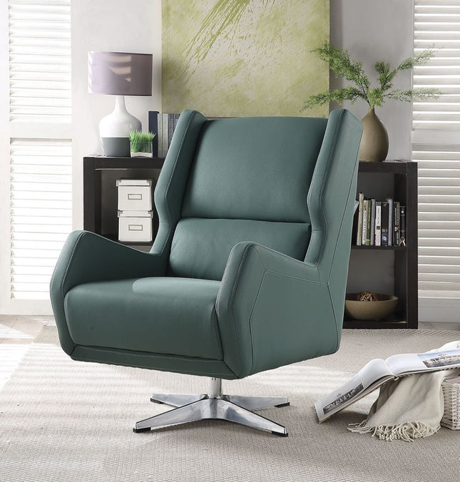 Eudora II - Accent Chair - Green Leather-Gel - Tony's Home Furnishings