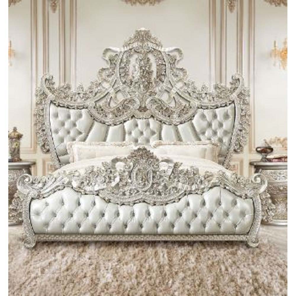 Sandoval - Eastern King Bed - Beige PU & Champagne Finish - Tony's Home Furnishings