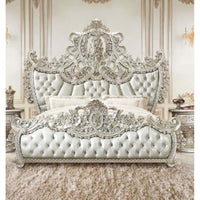 Sandoval - Eastern King Bed - Beige PU & Champagne Finish - Tony's Home Furnishings