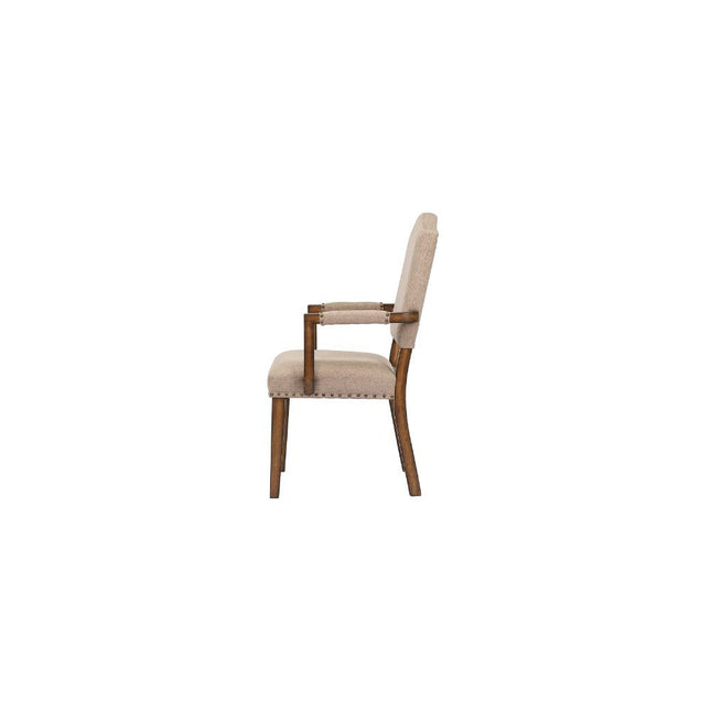 Maurice - Chair (Set of 2) - Khaki Linen & Antique Oak - Tony's Home Furnishings