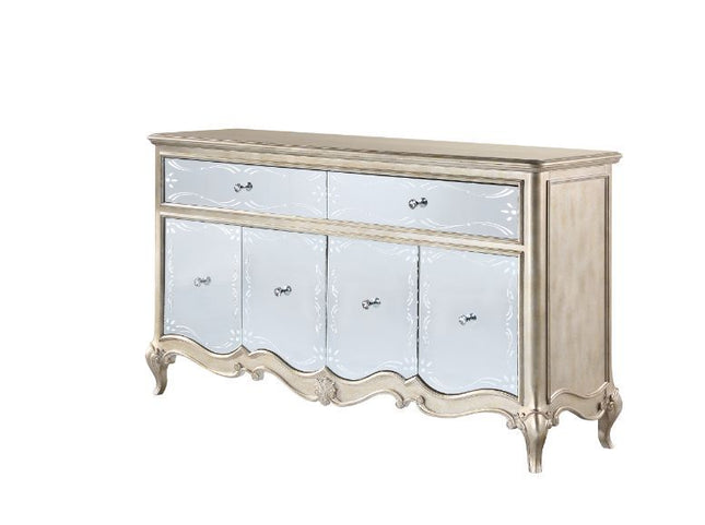 Esteban - Server - Mirrored & Antique Champagne Finish - Tony's Home Furnishings