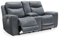 Thumbnail for Mindanao - Steel - 2 Pc. - Power Reclining Sofa, Power Reclining Loveseat With Console - Tony's Home Furnishings