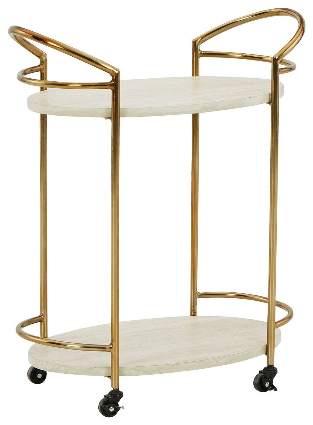 Tarica - Cream / Gold Finish - Bar Cart Tony's Home Furnishings Furniture. Beds. Dressers. Sofas.