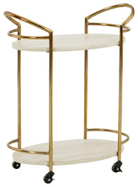 Thumbnail for Tarica - Cream / Gold Finish - Bar Cart Tony's Home Furnishings Furniture. Beds. Dressers. Sofas.