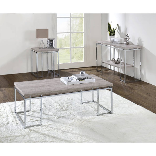 Chafik - Coffee Table - Natural Oak & Chrome - Tony's Home Furnishings