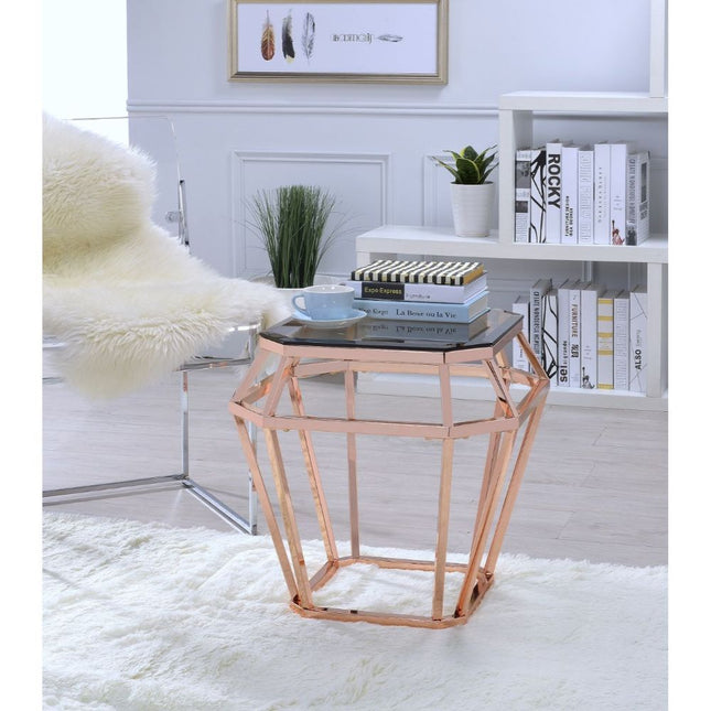 Clifton - End Table - Rose Gold & Smoky Glass - Tony's Home Furnishings