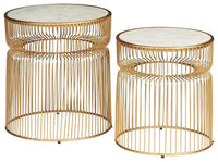 Thumbnail for Vernway - White / Gold Finish - Accent Table Set (Set of 2) Tony's Home Furnishings Furniture. Beds. Dressers. Sofas.