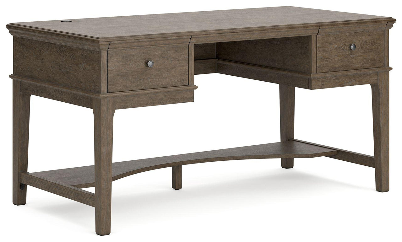 Janismore - Weathered Gray - Home Office Storage Leg Desk Tony's Home Furnishings Furniture. Beds. Dressers. Sofas.