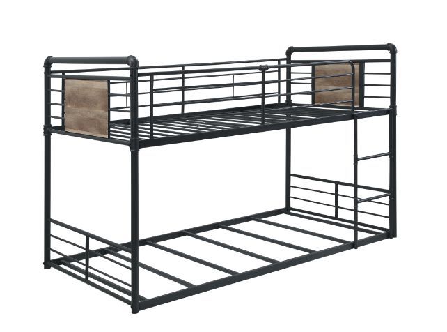 Cordelia - Twin Over Twin Bunk Bed - Antique Oak, Sandy Black & Dark Bronze Hand-Brushed Finish - Tony's Home Furnishings