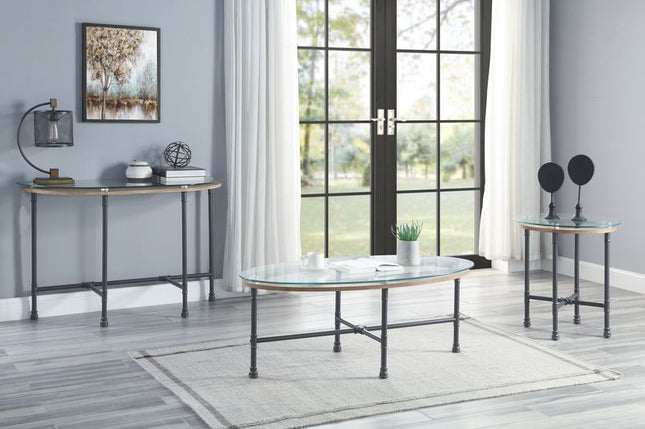 Brantley - Side Table - Clear Glass & Sandy Gray Finish - Tony's Home Furnishings