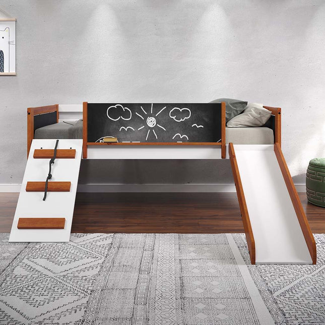 Aurea - Twin Loft Bed - Cherry Oak & White Finish - Tony's Home Furnishings