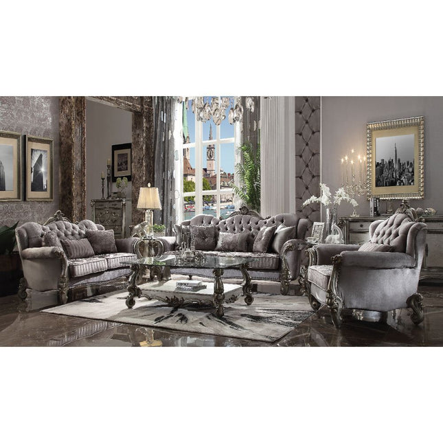 Versailles - Chair - Velvet & Antique Platinum - 46" - Tony's Home Furnishings