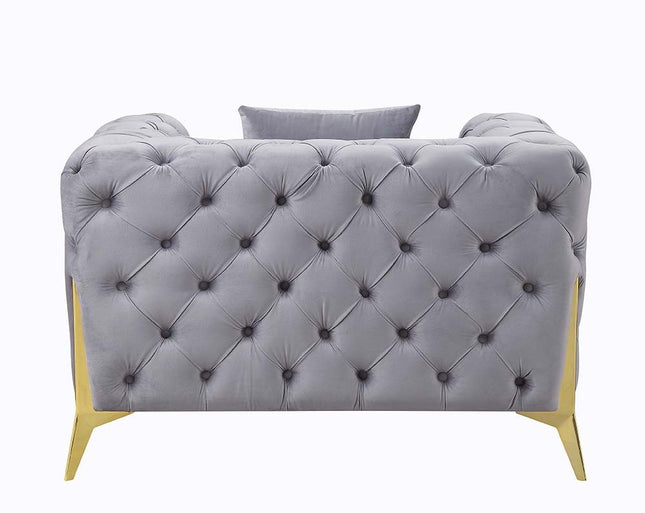 Jelanea - Chair - Gray Velvet & Gold Finish - Tony's Home Furnishings