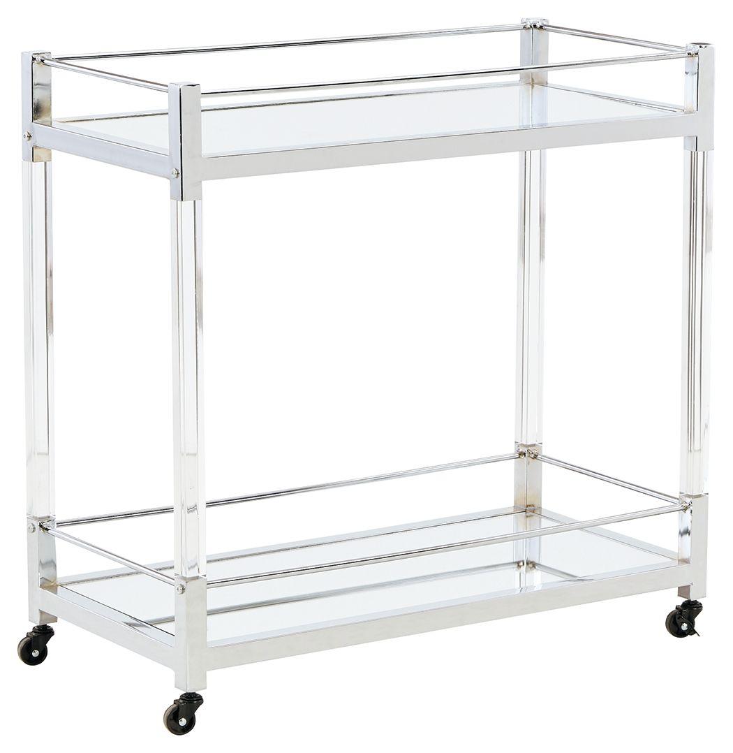 Chaseton - Clear / Silver Finish - Bar Cart Tony's Home Furnishings Furniture. Beds. Dressers. Sofas.