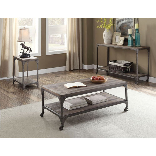 Gorden - Coffee Table - Weathered Oak & Antique Nickel - Tony's Home Furnishings