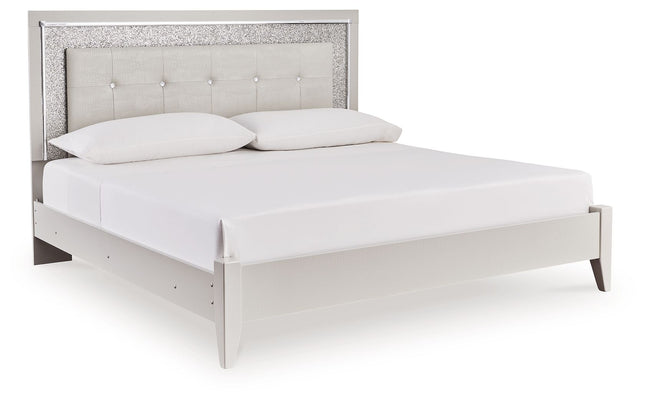 Zyniden - Silver - King Upholstered Panel Bed - Tony's Home Furnishings