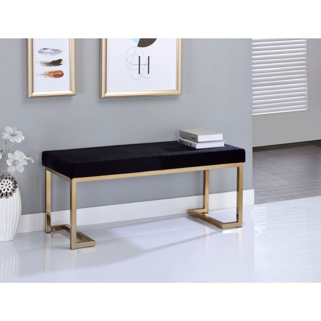 Boice - Bench - Black Fabric & Champagne - Tony's Home Furnishings