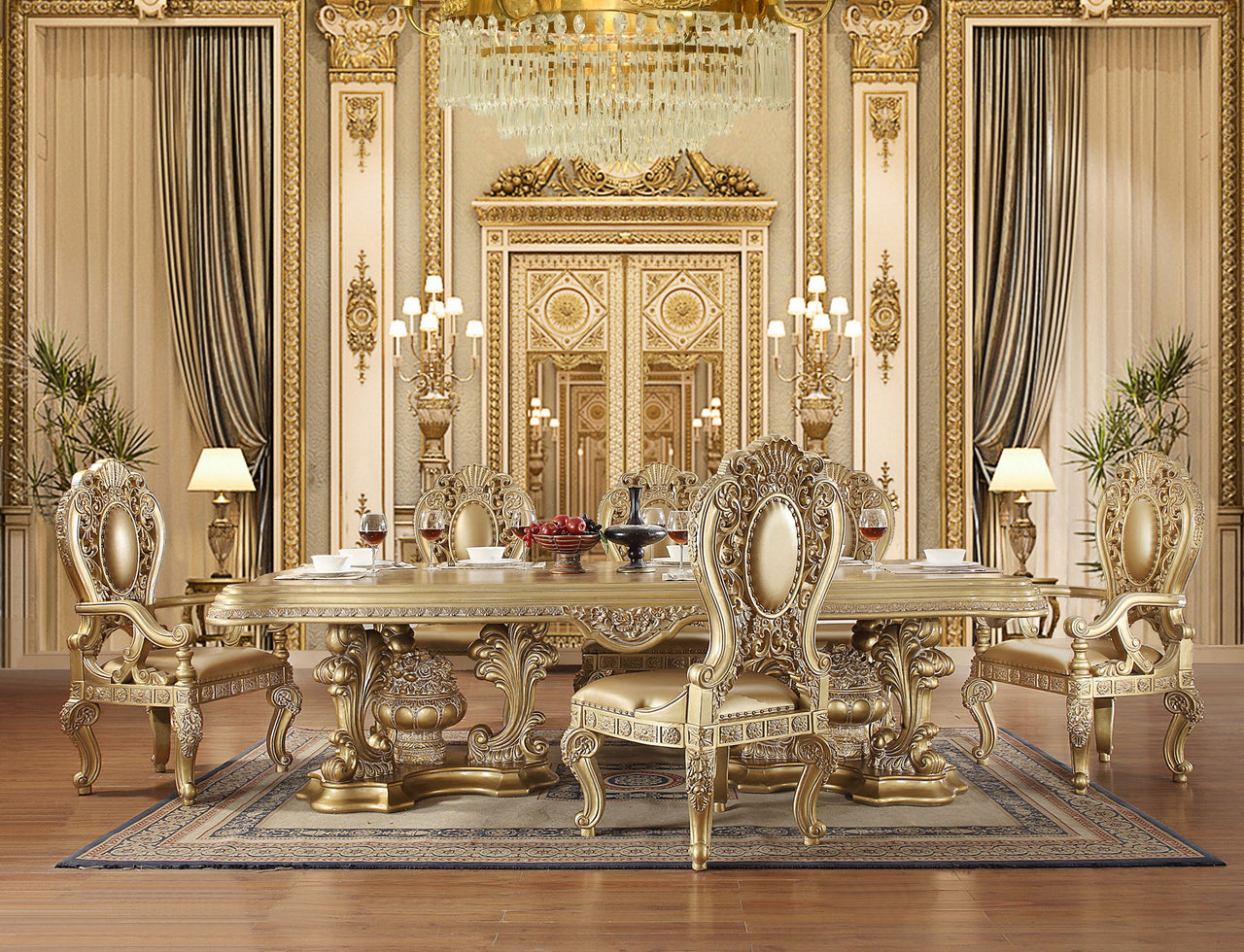 Seville - Side Chair (Set of 2) - Tan PU & Gold Finish - Tony's Home Furnishings