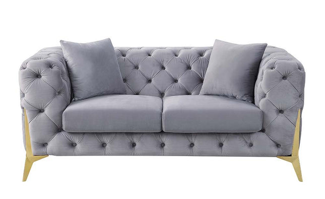 Jelanea - Loveseat - Gray Velvet & Gold Finish - Tony's Home Furnishings