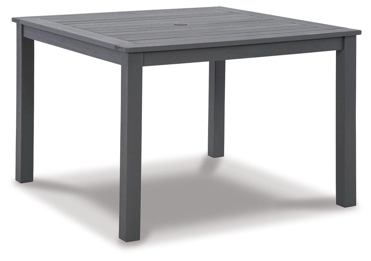 Eden Town - Gray - Square Dining Table W/Umb Opt Tony's Home Furnishings Furniture. Beds. Dressers. Sofas.