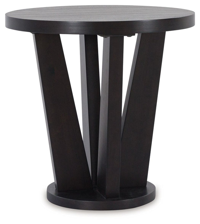 Chasinfield - Dark Brown - Round End Table Signature Design by Ashley® 