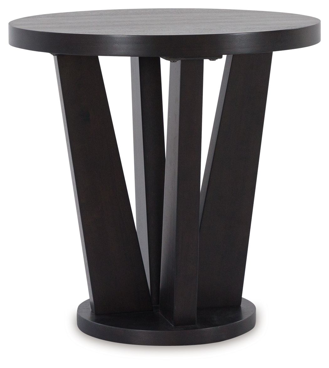 Chasinfield - Dark Brown - Round End Table Tony's Home Furnishings Furniture. Beds. Dressers. Sofas.
