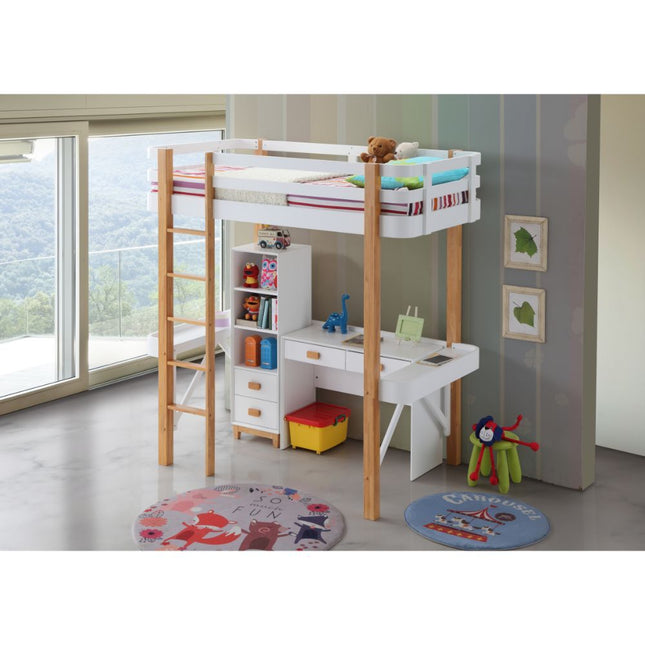 Rutherford - Loft Bed - White & Natural - Tony's Home Furnishings