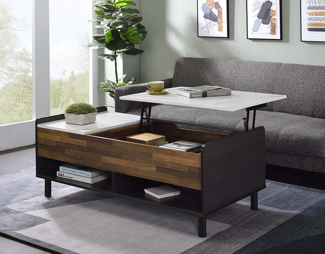 Axel - Coffee Table - Marble, Walnut & Black Finish - Tony's Home Furnishings