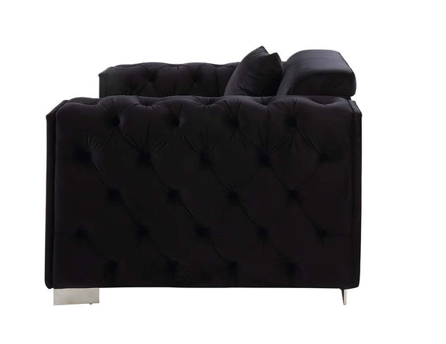 Trislar - Loveseat - Black Velvet - Tony's Home Furnishings