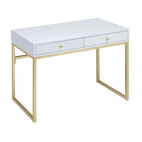 Coleen - Vanity Desk - White & Brass Finish - Tony's Home Furnishings