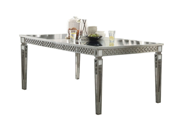 Kacela - Dining Table - Mirrored & Antique Silver Finish - Tony's Home Furnishings