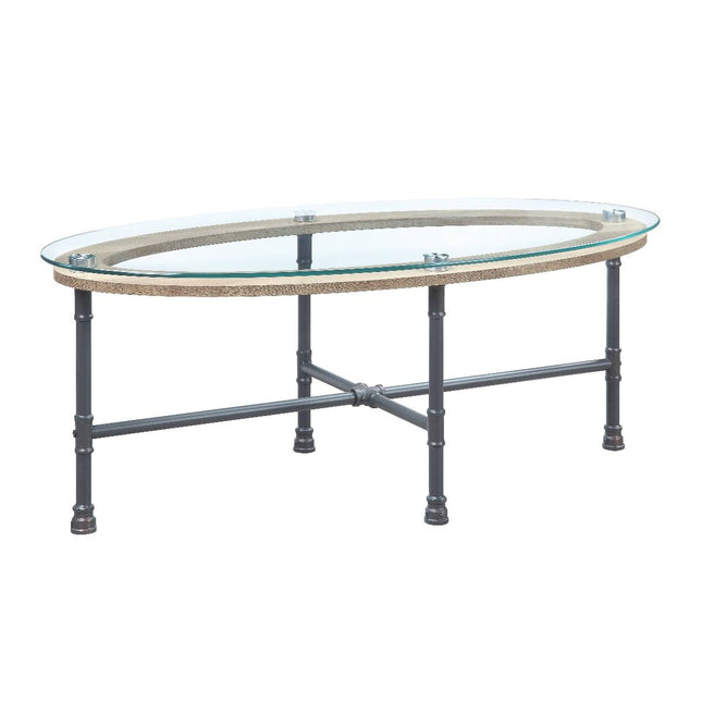 Brantley - Coffee Table - Clear Glass & Sandy Gray Finish - Tony's Home Furnishings