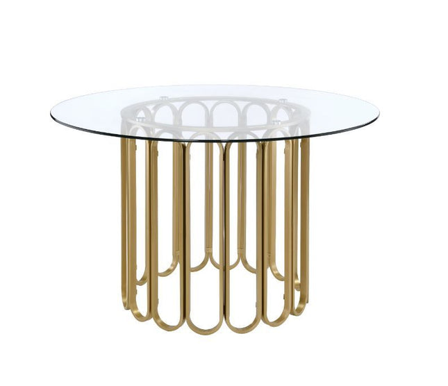 Pacheco - Dining Table - Clear Glass Top & Gold Finish - Tony's Home Furnishings