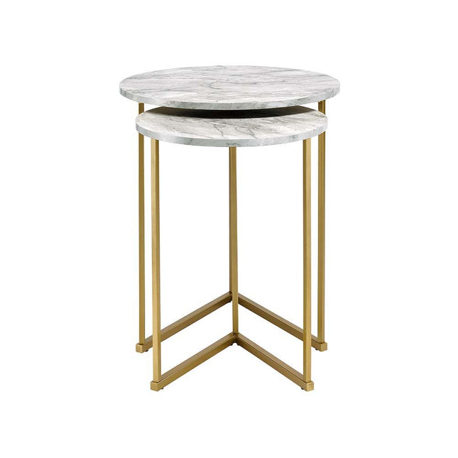 Garo - Accent Table - Faux Marble & Gold Finish - 24" - Tony's Home Furnishings