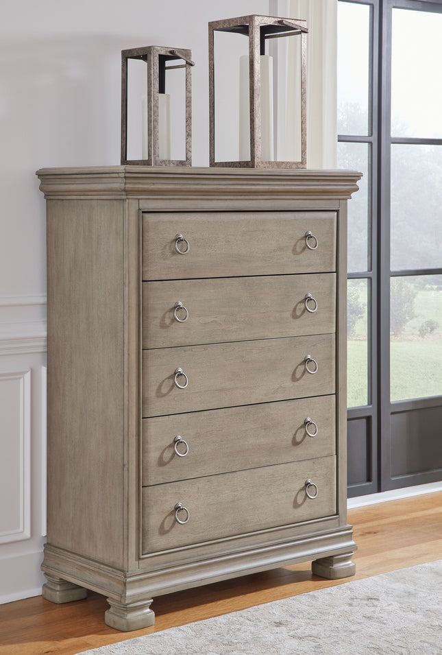 Lexorne - Gray - Five Drawer Chest Signature Design by Ashley® 