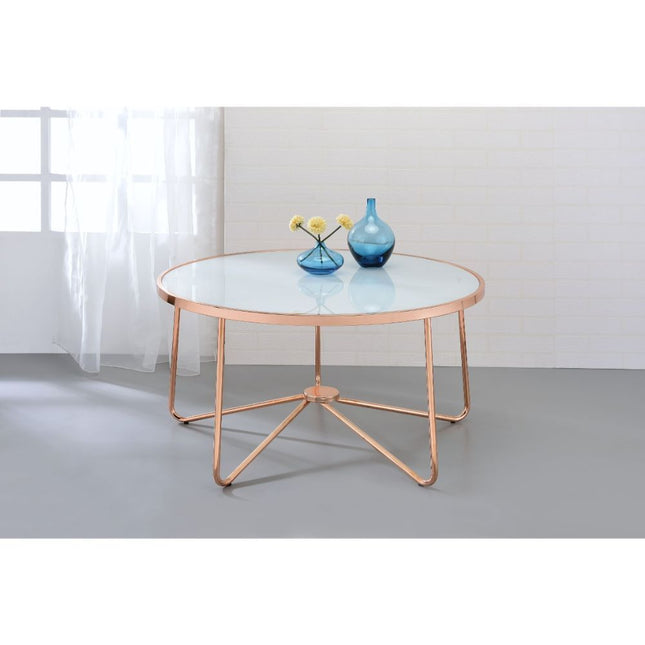 Alivia - Coffee Table - Rose Gold & Frosted Glass - Tony's Home Furnishings