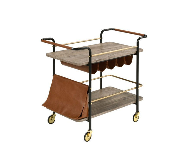 Naude - Serving Cart - Natural, Gold & Black Finish - Tony's Home Furnishings