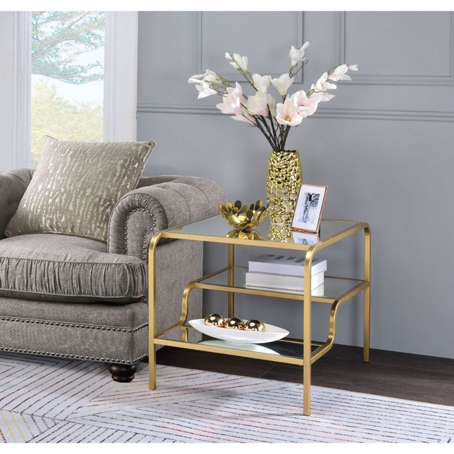 Astrid - End Table - Gold & Mirror - Tony's Home Furnishings